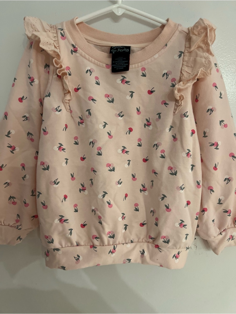 Cynthia Rowley Peach Ruffle Shoulder Floral Sweatshirt